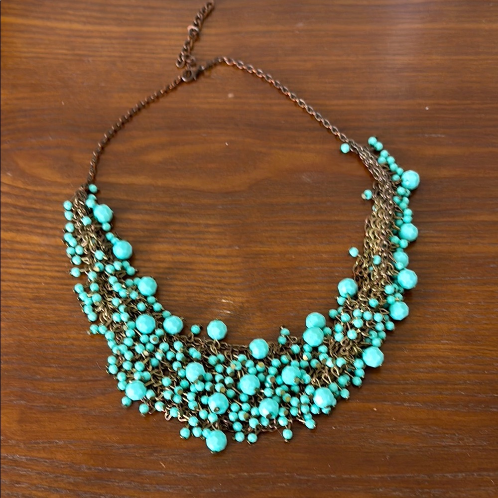 Turquoise beaded chain link necklace